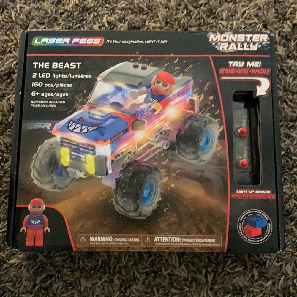 NEW IN BOX! Laser Pegs - Monster Rally “The Beast” Light Up Playset